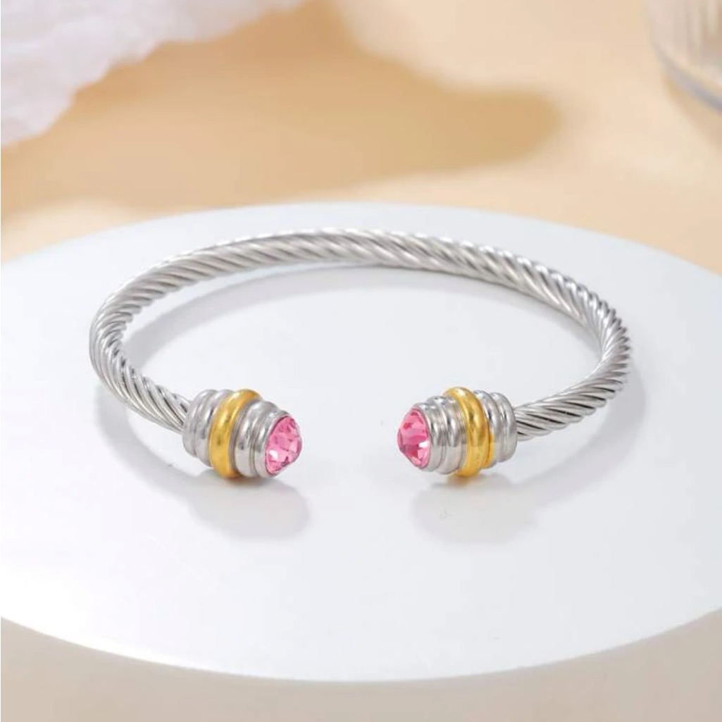 Stainless Steel Pink Bangle Cuff Bracelet